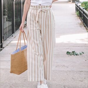 JCrew Stripped Linen Pants